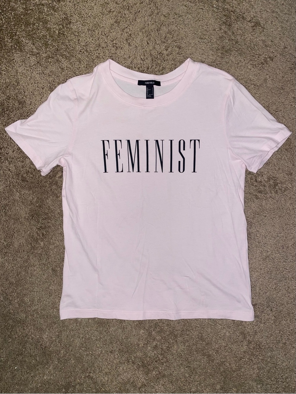 Forever 21 Women’s Soft Pink “FEMINIST”Graphic Short Sleeve T-shirt